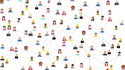 Eine Illustration zeigt ein Netz viele Verschiedener Menschen.