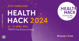 Plakat mit Ankündigung für den HealthHack 2024-